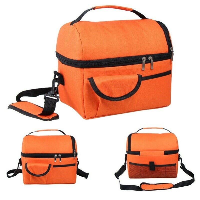 Insulated Lunch Box Tote Bag Travel Men Women Adult Cold Food Thermal Cooler 8L: Orange