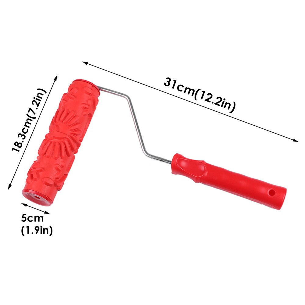 Embossing Paint Roller Floral Texture Pattern Painting Roller Sleeve Brush with Handle Wall Ceiling Decoration DIY Wall Art Tool