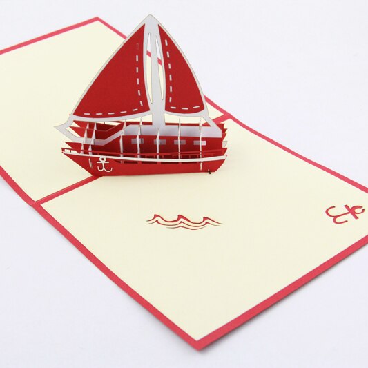 Criança Veleiro Iate/3D pop up cartão/menino artesanal cartões Frete grátis