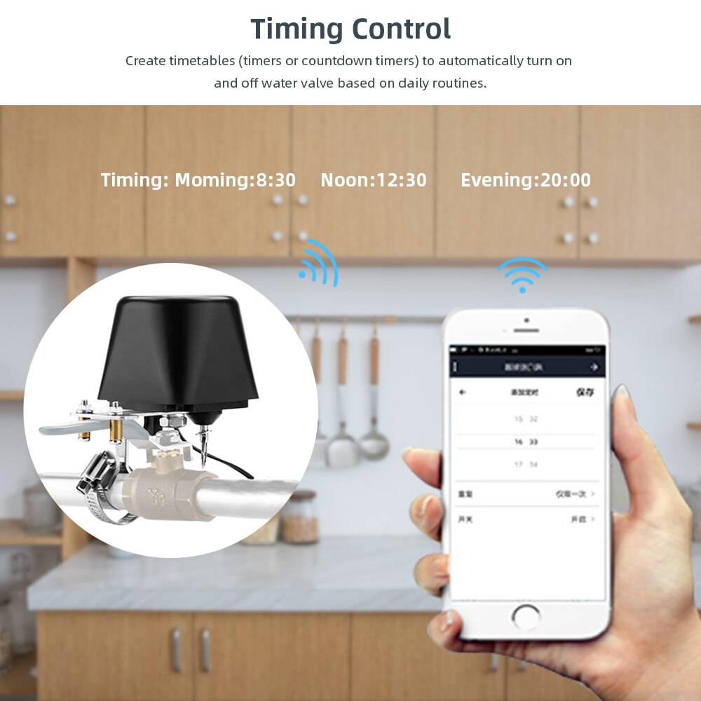 Motorized Ball Valve Watering Timer WiFi Electric Water Shutoff Controller Robot Auto Tuya Smart Alexa Google Valve Control