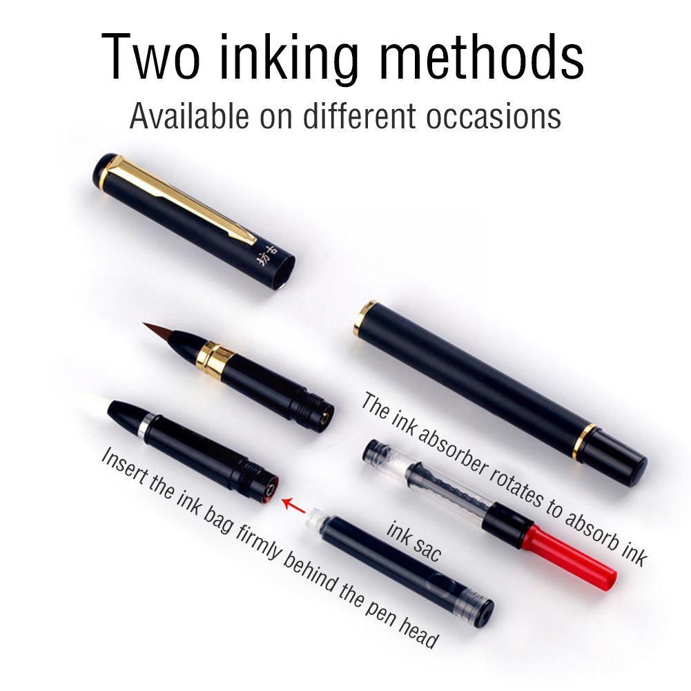 Draagbare Verf Aquarel Borstel Pen Zachte Art Tekening Chinese Pennen Fontein Inkt Navulbare Borstels School Kalligrafie Statio O4P0