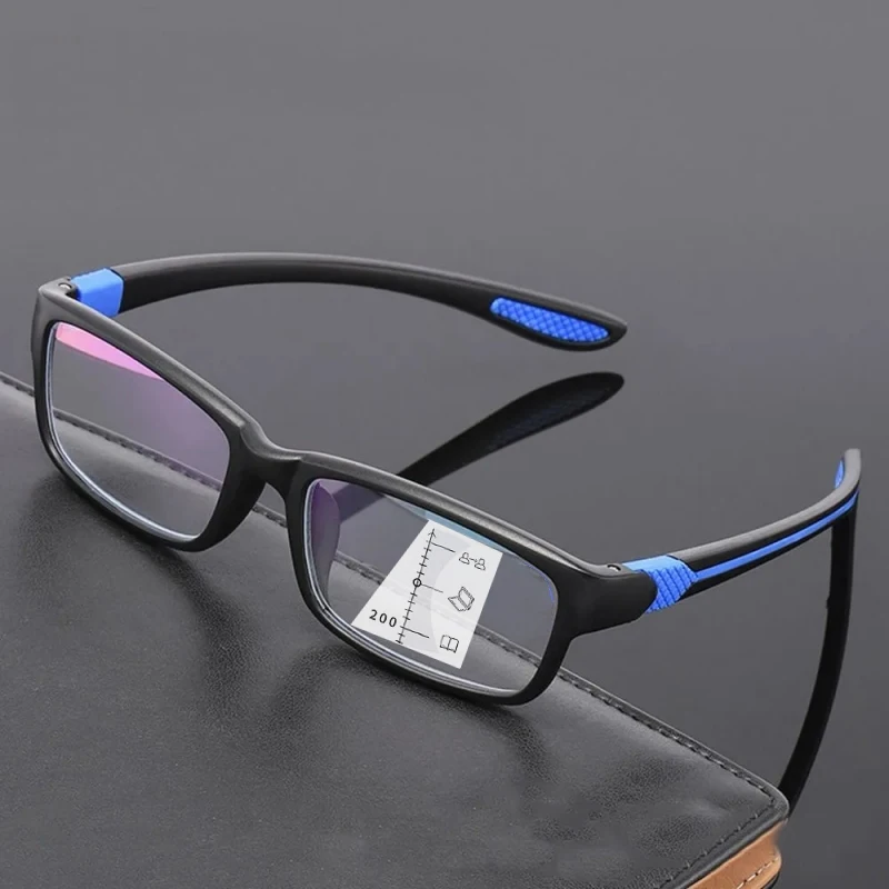 Gafas multifocales progresivas para hombre y mujer, lentes deportivas TR90 con montura, gafas de lectura Unisex clásicas cuadradas para presbicia cercana lejana