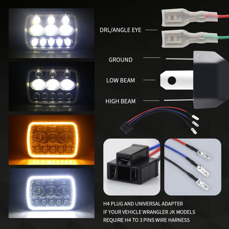 7X6 5X7 Inch 300W Led Koplampen IP67 Waterdichte Auto Licht Werk Licht Dagrijverlichting voor Jeep Wrangler Yj Cherokee Xj
