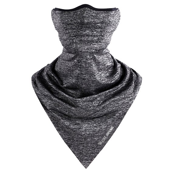 WEST BIKING Summer Breathable Cycling Face Mask Ice Fabric Bicycle Bandana Headwear Triangle Neck Scarf Fitness Sport Face Mask: Light Grey