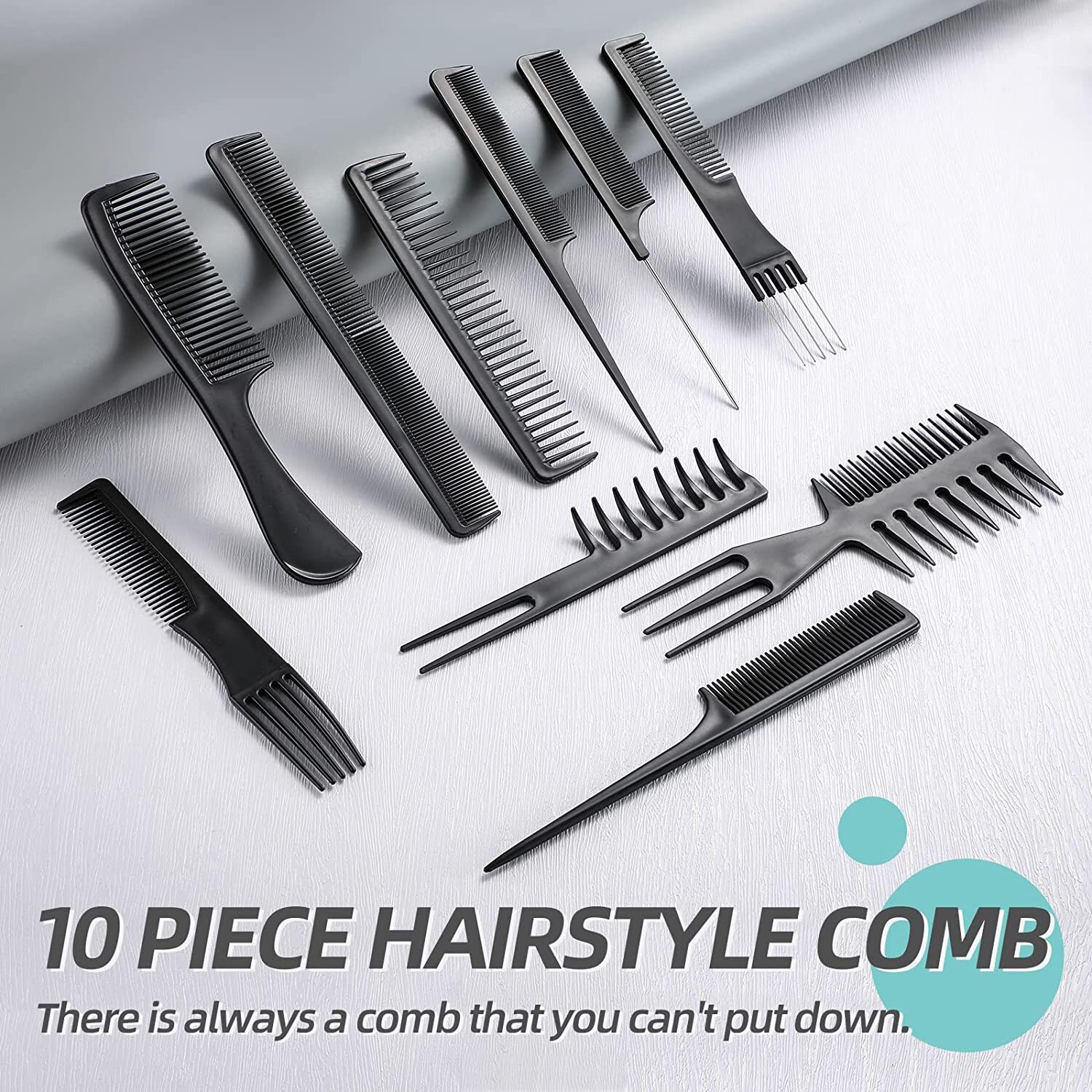cepillos para el pelo peluqueria peines para el cabello Cepillo de pelo de 10 piezas, peine resistente al calor, para corte de pelo de salón, Barbero, antiestático, con pasador de Metal para cola de rata