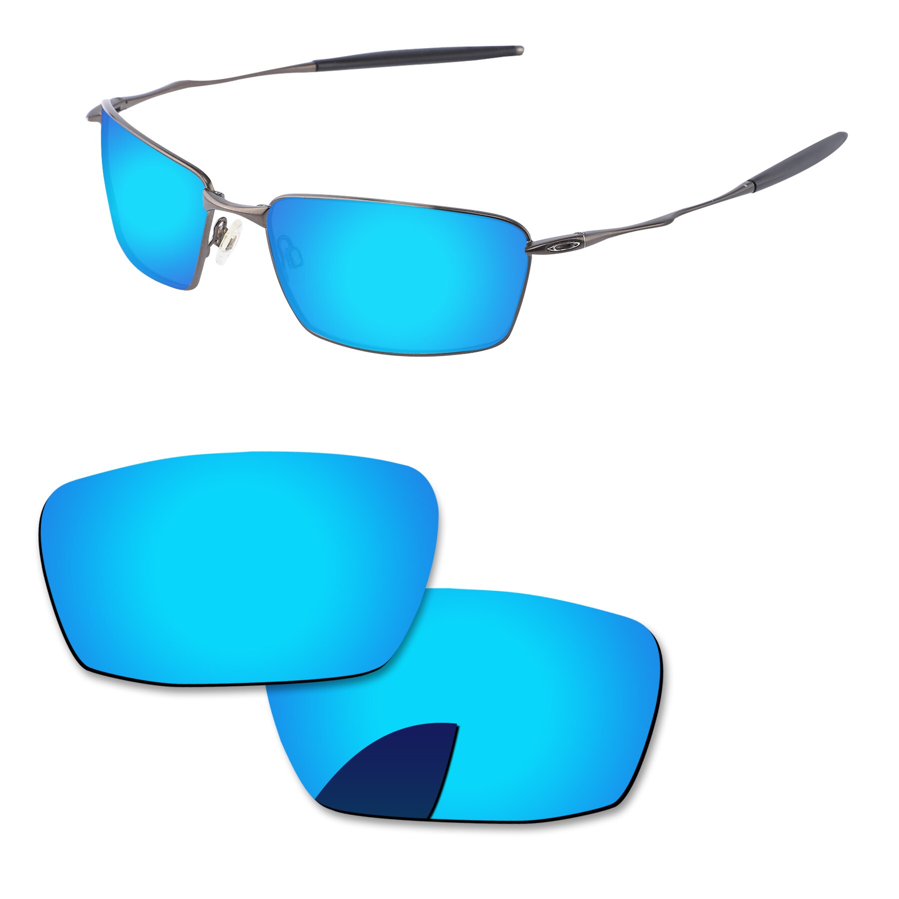 Alphax Vervanging Lenzen Voor-Oakley Vierkante Snorhaar Zonnebril Gepolariseerde-Meerdere Opties: Ice Blue