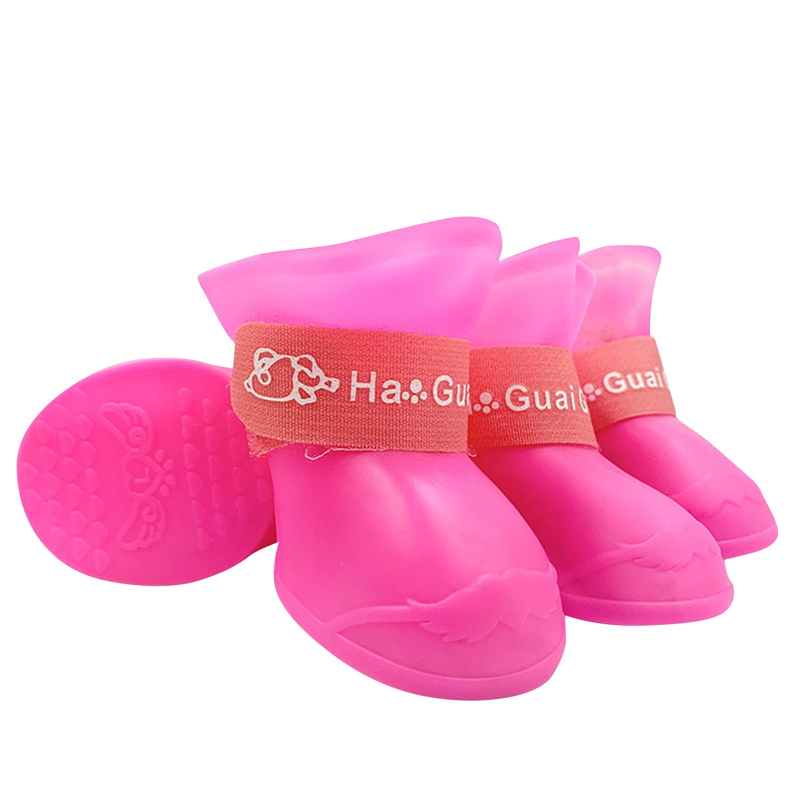 Botas de goma antideslizantes impermeables para mascotas, zapatos de suela blanda para exteriores, botines para perros, accesorios para mascotas, 4 Uds.: S / Rosa