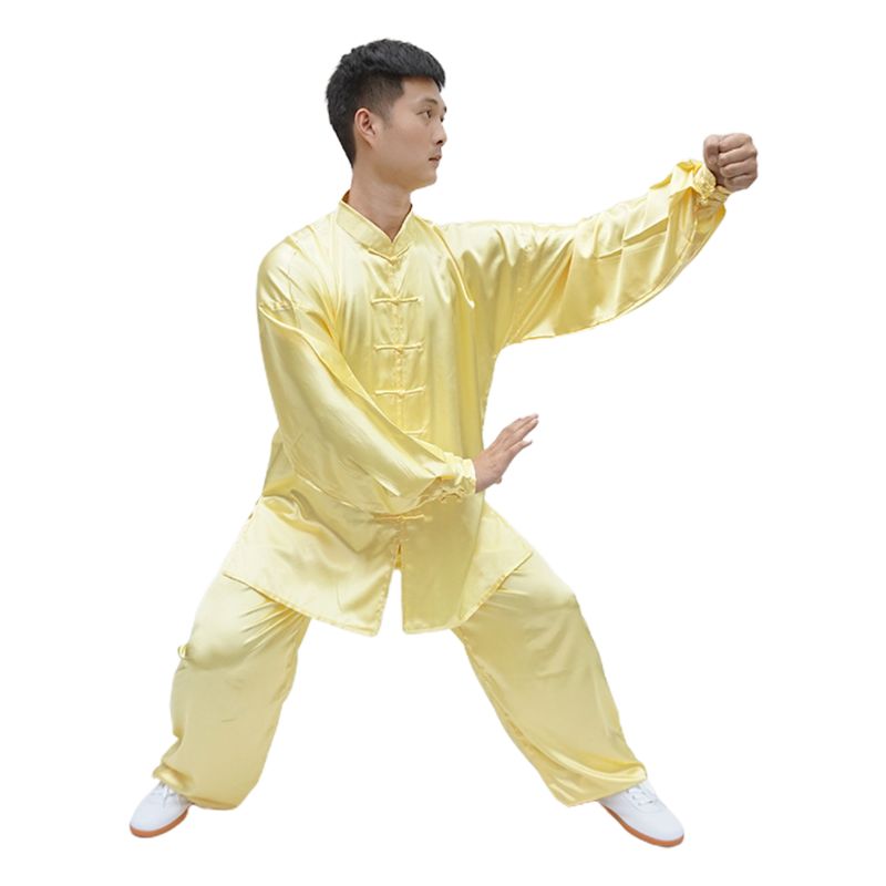 Frauen Männer Nachahmung die Seide Kung Fu Uniform Kampfkunst Tai Chi Kleidung Langarm Anzug Wushu Leistung Tragen Trainingsanzug