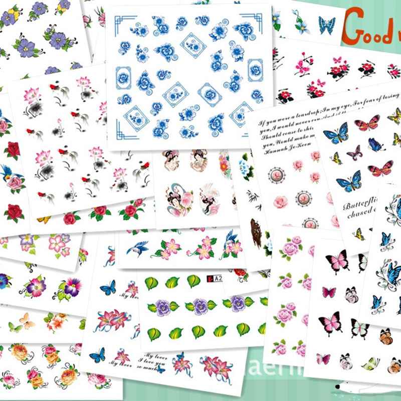 ! 50 Vellen Gemengde Bloem Water Transfer Nail Art Sticker Watermerk Decals Diy Decoratie Manicure Voor Vrouwen Nail Beauty