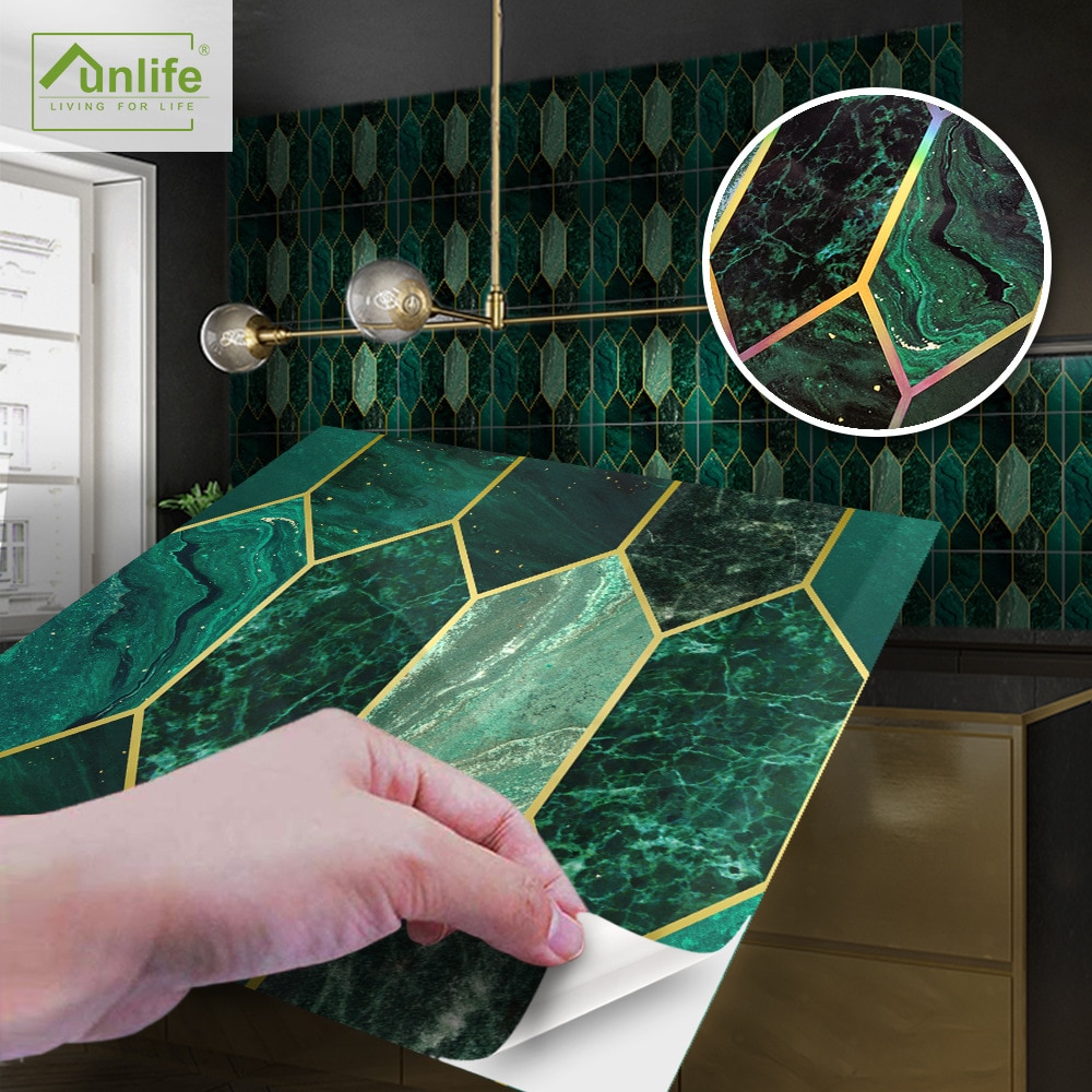 20 x 20cm grøn forgyldning mosaik fliser klistermærke vandtæt selvklæbende pvc væg klistermærker til badeværelse køkken jorden paster dekor