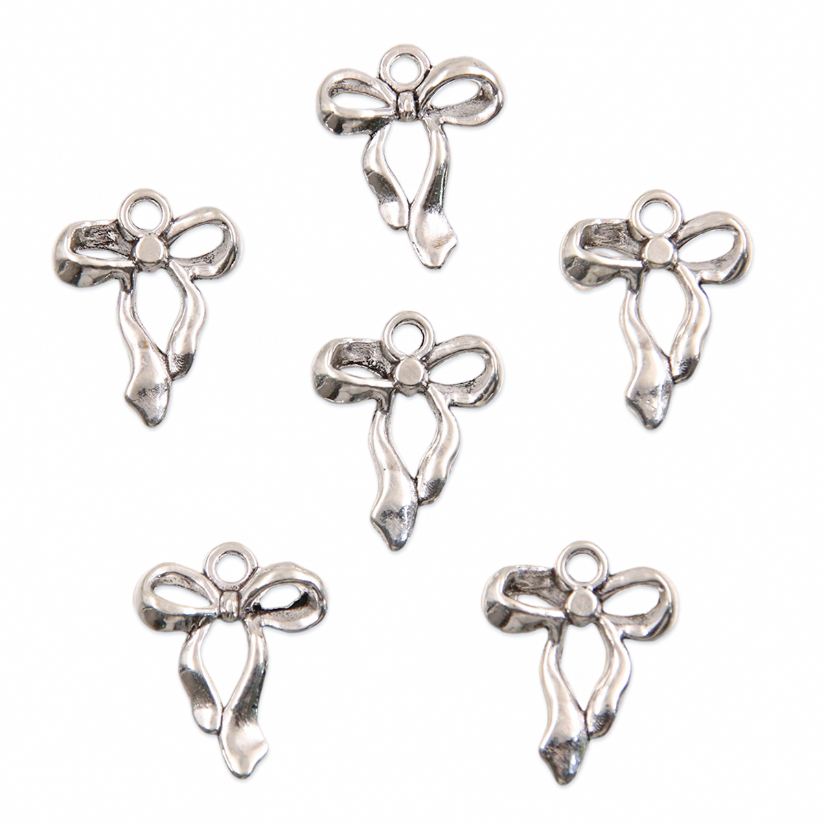 20Pcs 13 Style Metal Alloy Cute Hollow Bow Charms Pendants For Jewelry Making DIY Handmade Craft: Light Yellow Gold Color