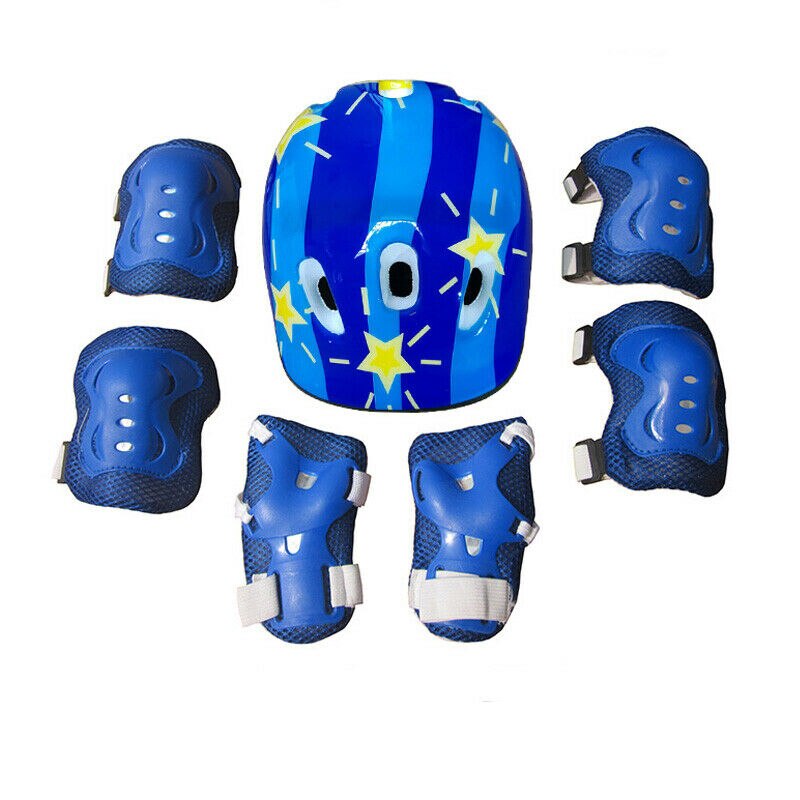 7PCS/set Children's Scooter Bike Helmet Knee Pads Elbow Pads Wrist Support Boys Girls Kids Knee & Elbow Pad Set For Cycling