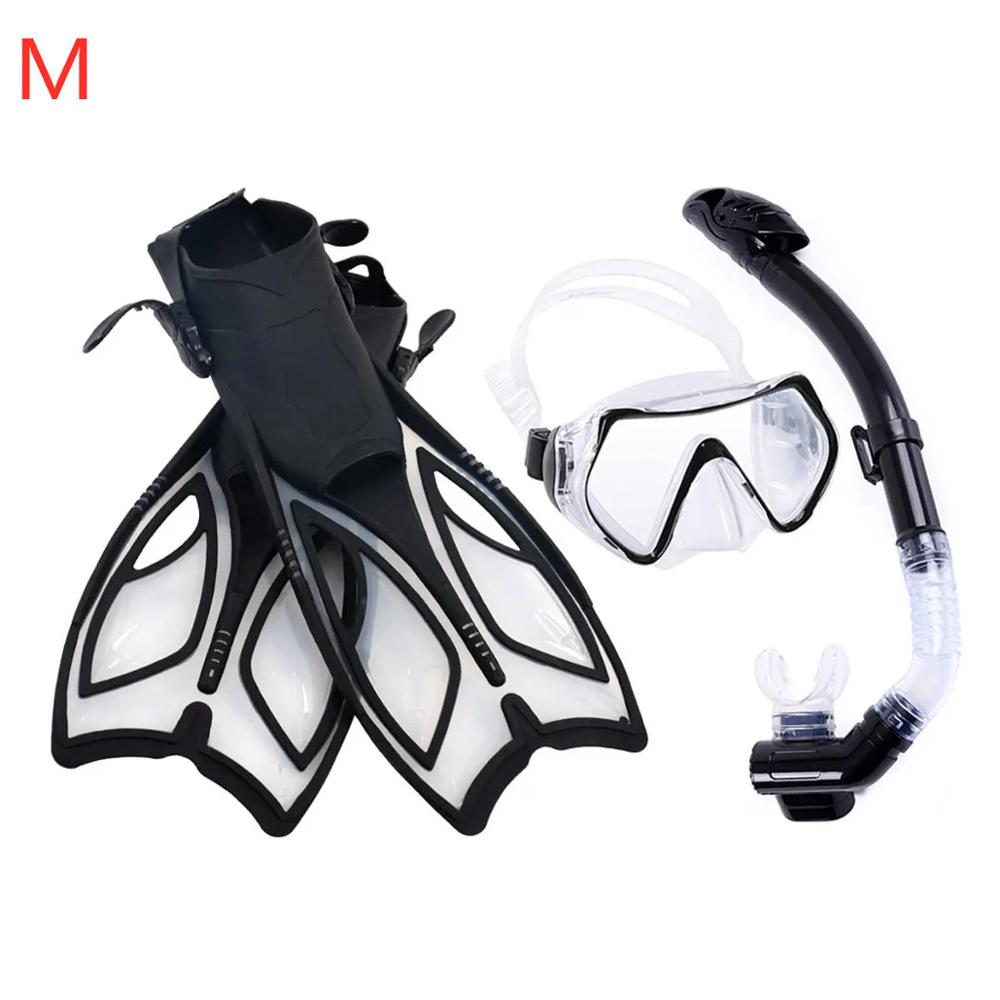 Juego de esnórquel , máscara de buceo subacuática, aletas de natación, gafas de esnórquel superior seco de respiración libre, aletas y esnórquel: Borgoña