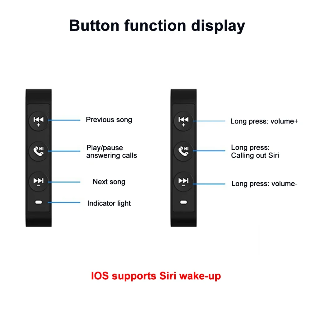 Kebidumei Bluetooth 5.3 Stuur Afstandsbediening Voor Motorhelm Headset Waterdichte Draadloze Media Control Universeel