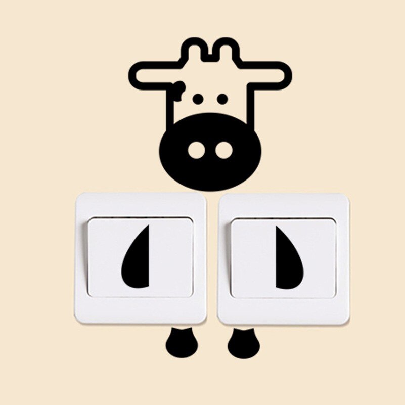 Cute Animals Cats Cow Light Switch Stickers For Wa... – Grandado