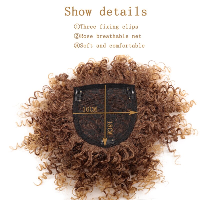 Xnaira Synthetic 20CM Faux Afro Curly Hair Wigs Women's Natural Black Gold Curly Heat-Resistant Hairpiece