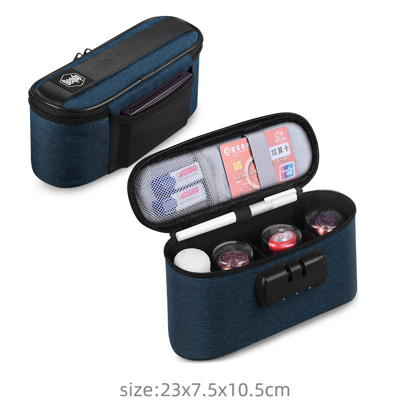 Multi-Purpose Document Storage Briefcase Business Trip Portable Official Seal File Organize Bag Travel Certificates Handbag Item: B-Navy