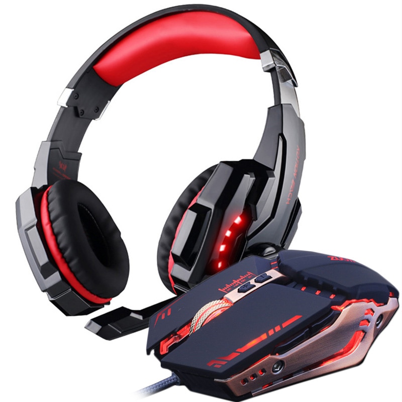 Gaming Headset Stereo Gamer Hoofdtelefoon Met Microfoon Oortelefoon + Gaming Muis 4000 Dpi Verstelbare Gamer Muizen Wired Usb Voor Pc