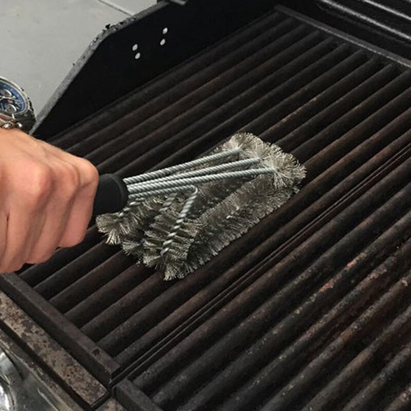 Grill grill rustfrit stål bbq børstehårbørster non-stick rengøringsbørster med håndtag fjern pletter bbq tilbehør