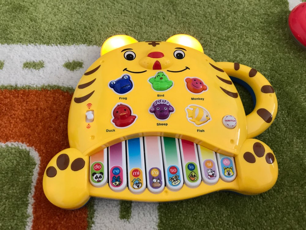 [morsom] 0-3 år gammel tiger elektronisk orgel musikk dyrelyd piano tastatur engelsk versjon læringsmaskin pedagogiske leker