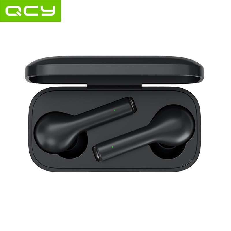 Qcy T5 Bluetooth Oortelefoon V5.0 Draadloze Hoofdtelefoon Touch Control Stereo Hd Praten Met 380Mah Batterij Opladen Doos