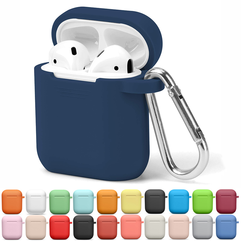 Siliconen hoesje voor Apple AirPods 1e 2e generatie draadloze Bluetooth-oortelefoon beschermhoes Airpods 1 2 hoesje met sleutelhanger