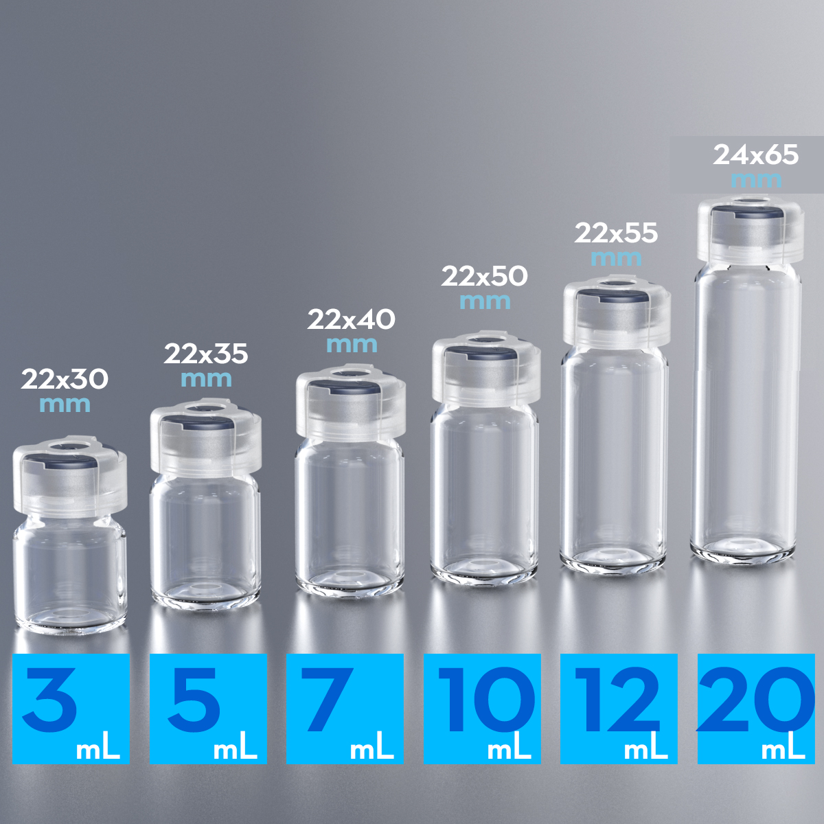 Penicilline Fles Glazen Fles Met Rubberen Stop En Anti-Sheft Sluiting 3Ml, 5Ml, 7Ml, 10Ml, 15Ml, 20Ml, 25Ml, 30Ml Potten