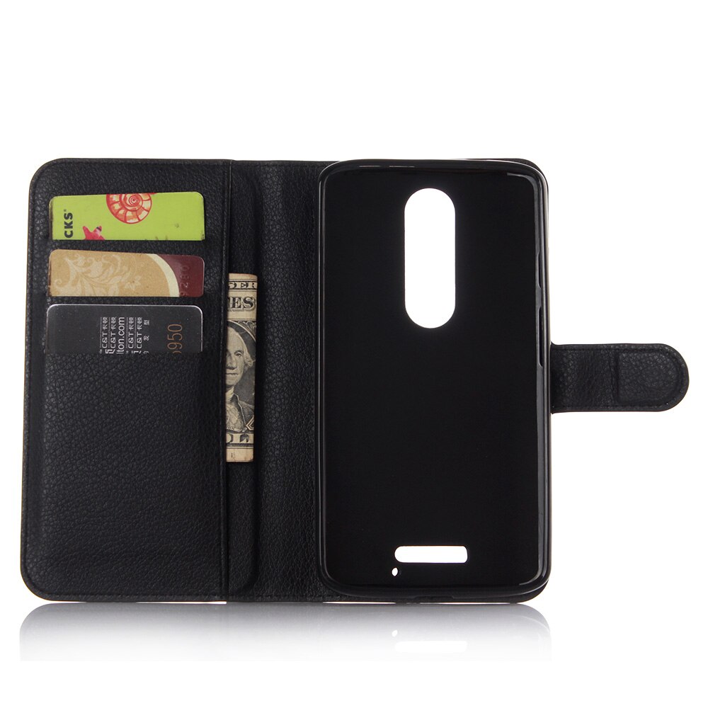 Funda para Motorola Droid Turbo 2 Cyboris para Moto X Force XT1585 XT1581 Flip Lichee Funda de cuero PU con tarjeta ranura para los titulares