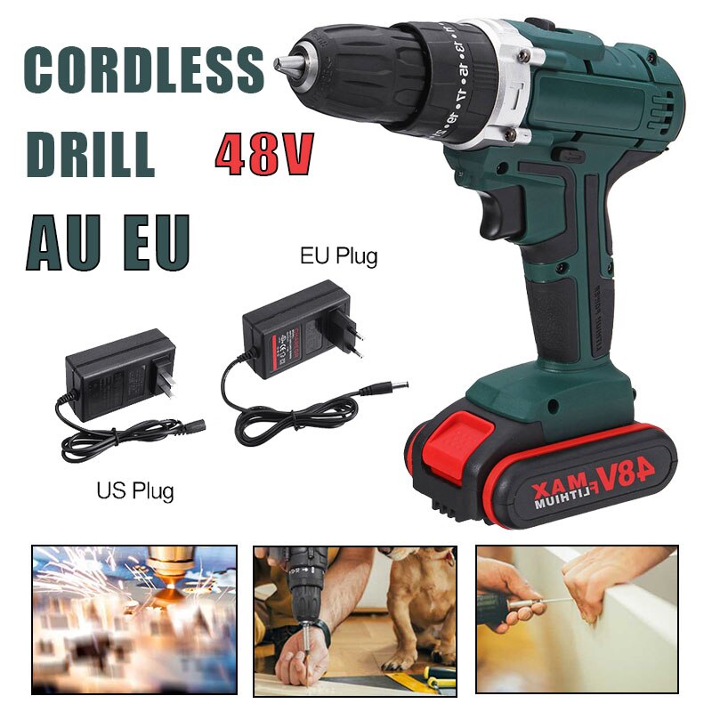 48V Accu Boormachine Elektrische Boor Oplaadbare 6500Mah Batterij Schroevendraaier Power Gereedschap Mini Boor Boren Elektrische Schroevendraaier