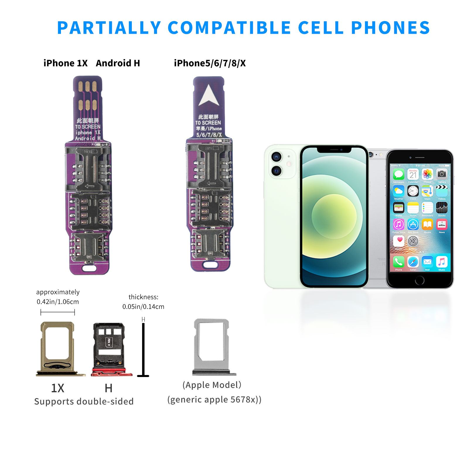 3-in-1 Cell Phone IC Card Activation Tool Micro SIM Card Converter Sim Card Adapter External Card Slot Extender