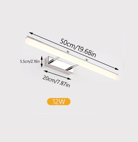 Moderne led spiegel wandlamp badkamer toilet wandlamp 40cm 50cm zwart zilver goud wandlamp kaptafellamp make-up spiegellamp: D / Warm wit
