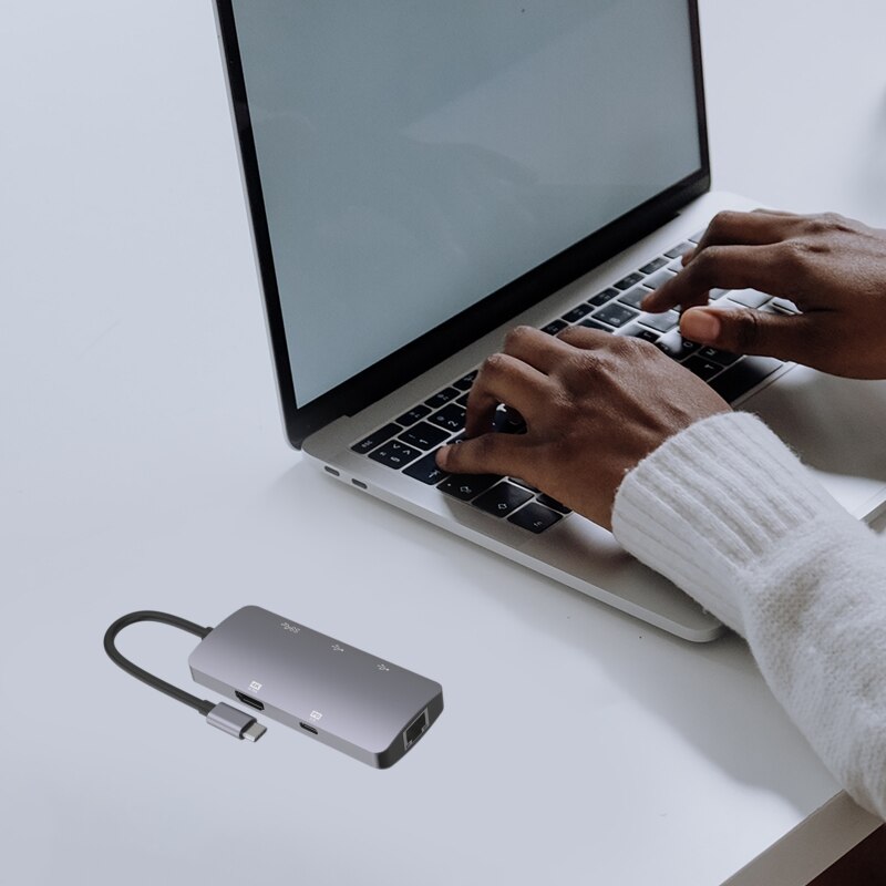 2022 Type-C Hub 6 In 1 Usb 3.0 Type C Docking Station Hdmi-Compatibel 4K pd Rj45 Ssd