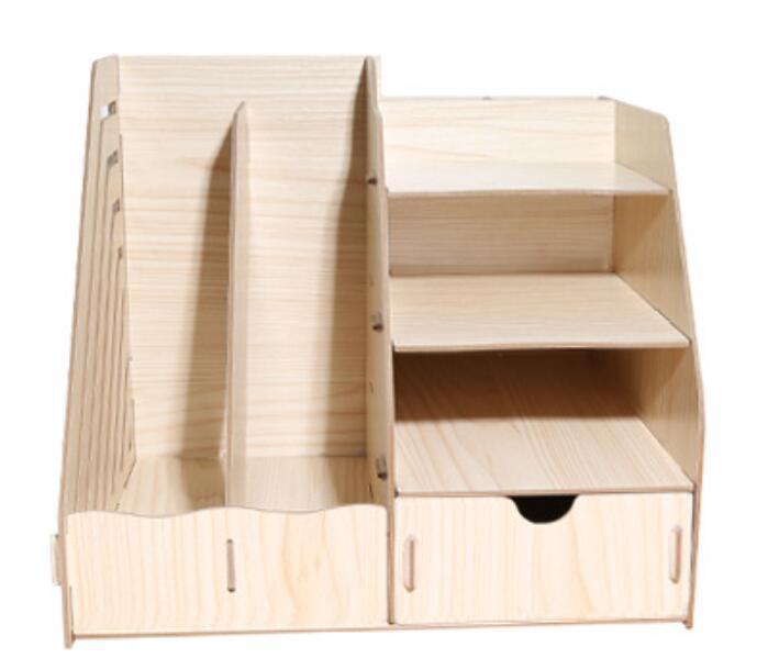 1 stk træfilholder skrivebord data magasin arrangør bogholder med skuffe opbevaringsboks stativ hylde rack papirvarer: Hvid ahorn