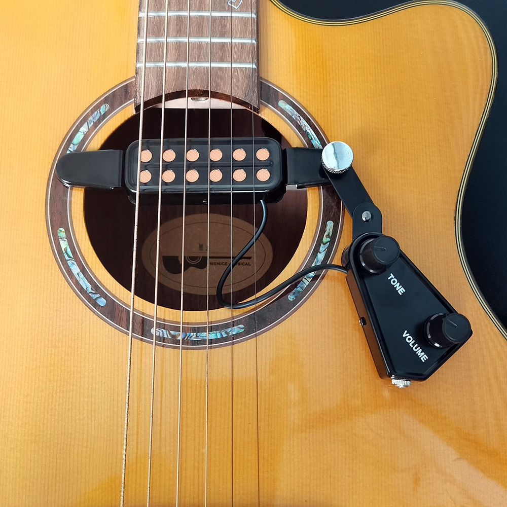 12-See-Tonabnehmer für Akustikgitarre, Schallloch-Tonabnehmer, magnetischer Wandler mit Ton-Volumen-Regler, Audiokabel