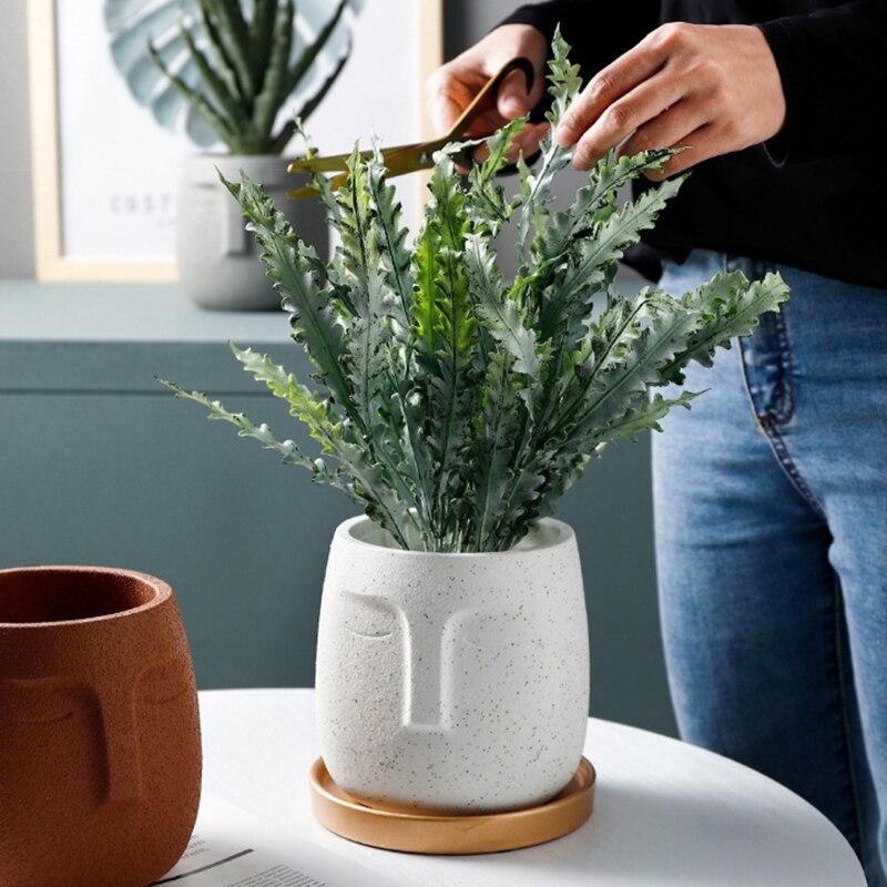 Vase en céramique avec visage humain, Pot de fleurs Zen, plantes vertes succulentes, jardinière, décor de jardin, balcon, maison