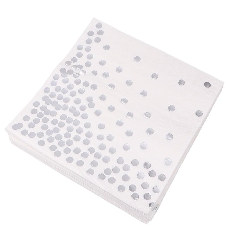 50 stk engangs polka-dot servietter bryllup tissue middag papirhåndklæde fest forsyninger til hotel restaurant (rose guld): Sølv