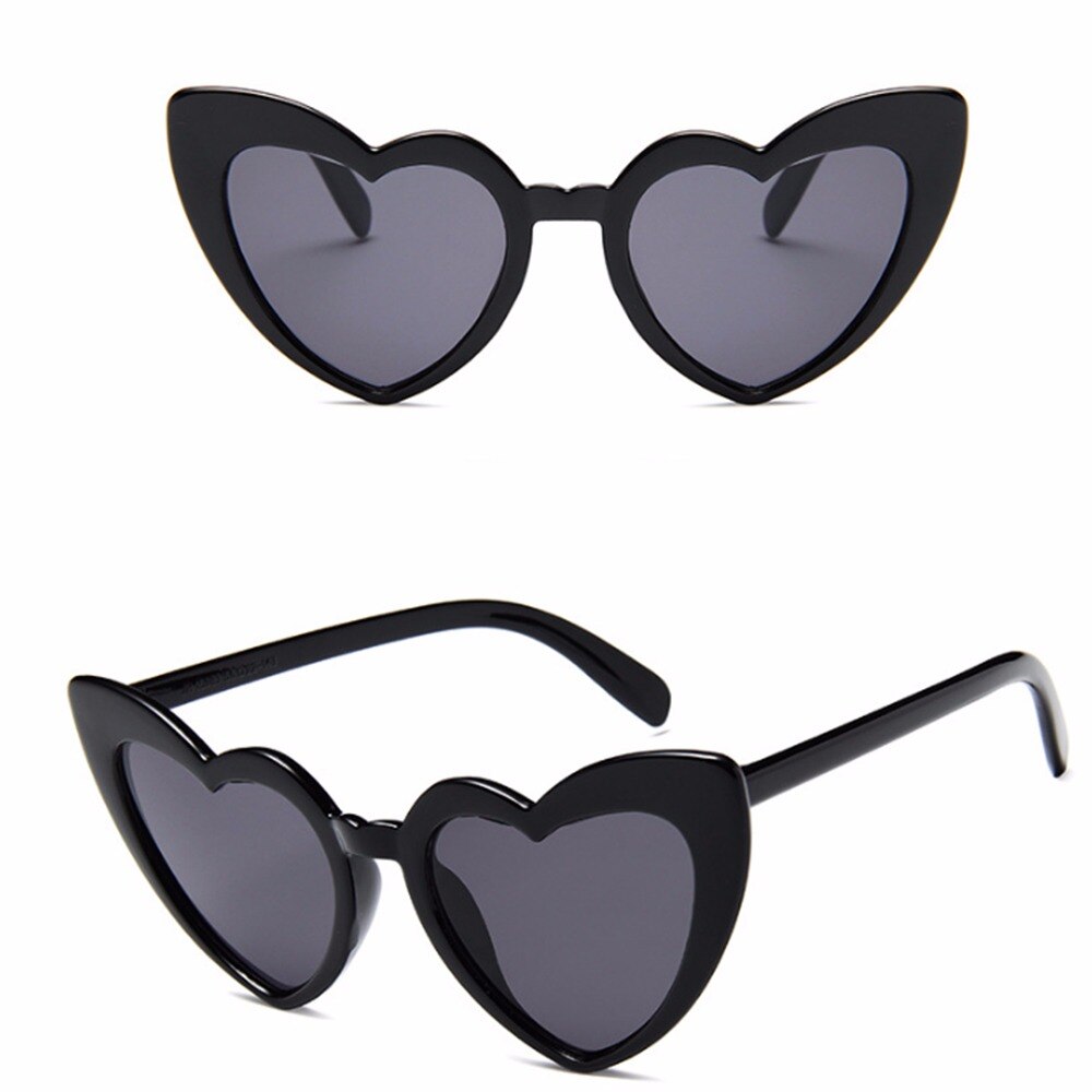 1pc retro kærligheds hjerteformede briller hjerte solbriller kvinder mærke cat eye solbriller damer shopping solbriller  uv400: Sort