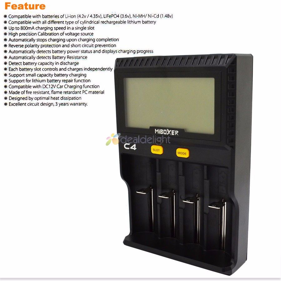 C4 Miboxer chargeur de batterie Smart 4 fentes LCD pour 10340 10440 AA AAA 14500 18650 26650 chargeur de batterie chargeur universel