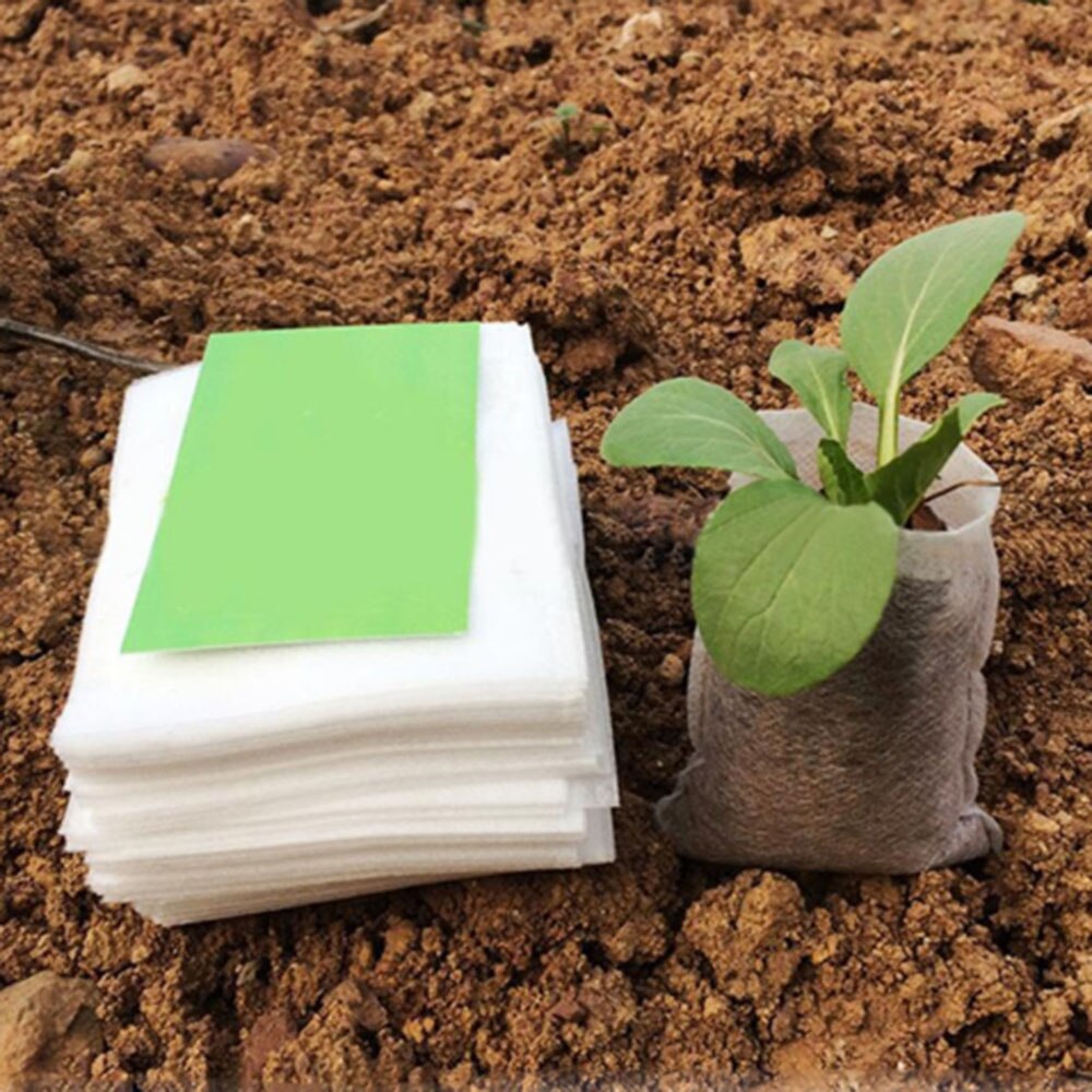 Bolsas biodegradables para vivero, macetas de flores para vivero, macetas de cría de Trasplantes de verduras, plantación de jardín, plantas de guardería, 100 Uds.