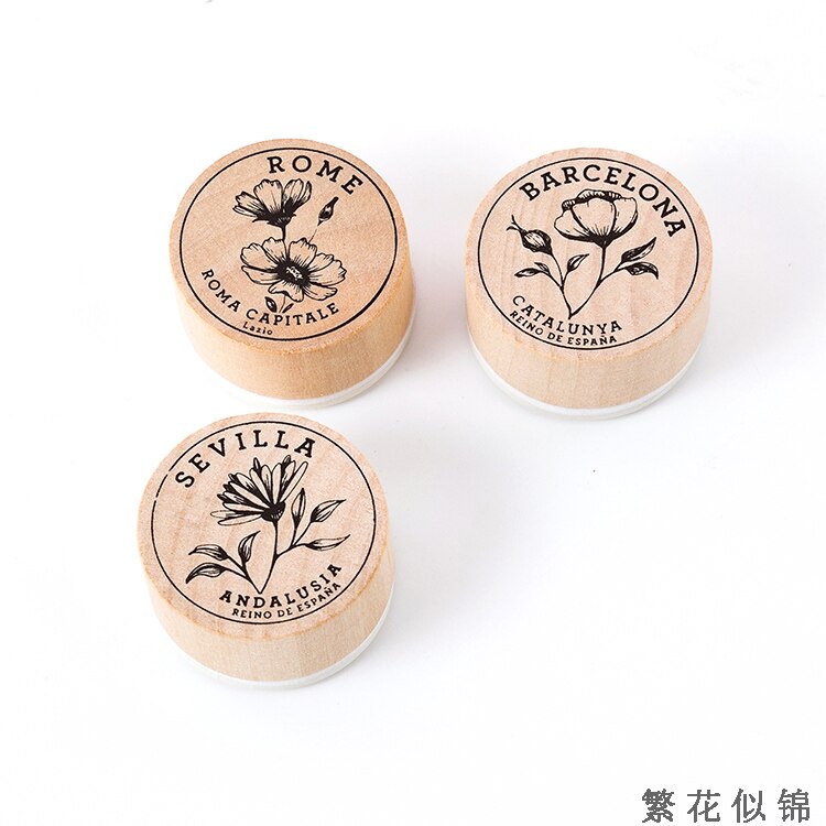 Retro Postmark Series Plant decoration stamp wooden rubber stamps for scrapbooking stationery DIY craft standard stamp: 6