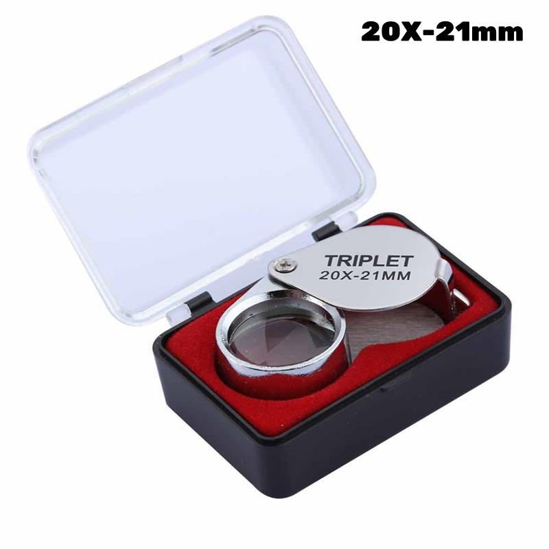 21mm 10x 20x 30X High Magnification Metal Folding Glass Lens Small Portable Jewelry Identification Magnifying Glass: WHITE