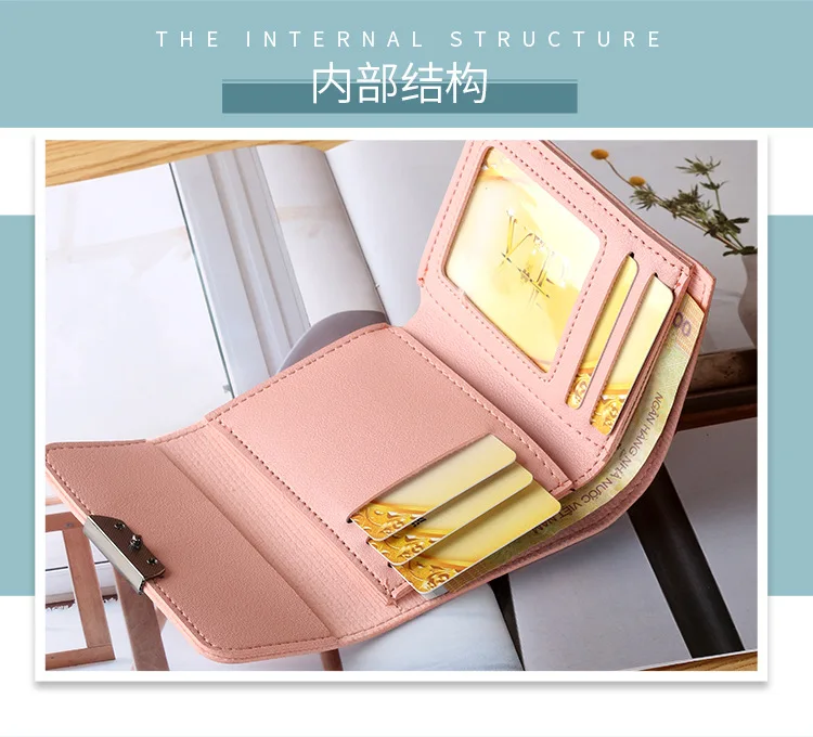 Cartera pequeña con orejas de gato para mujer, minibilletera bonita con único, monedero pequeño con hebilla de Metal contrastante, monedero portátil,