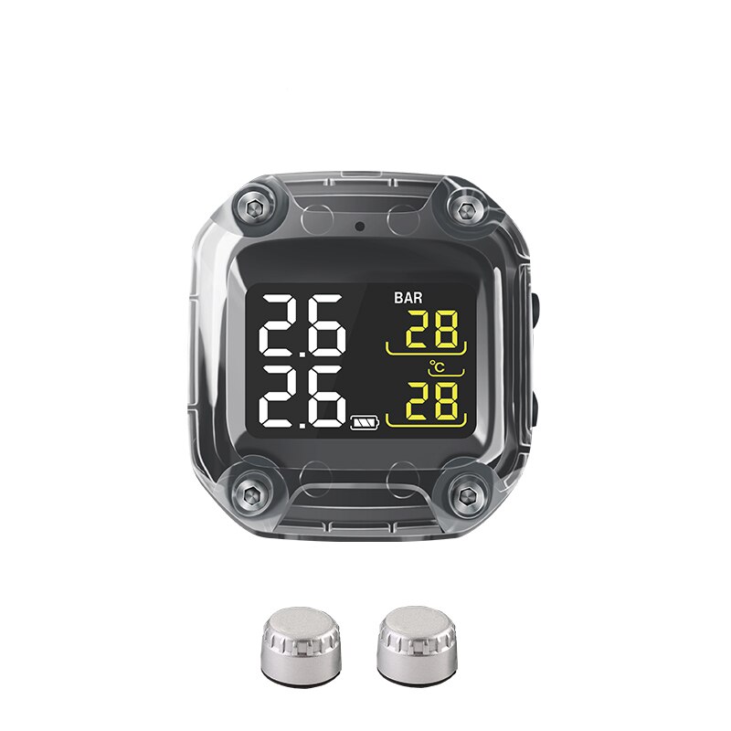 M3-C Drahtlose Motorrad TPMS Echt Reifen Druck Überwachung System Externe Universal- 2 Externe Interne Sensoren LCD Anzeige: Externe silber-