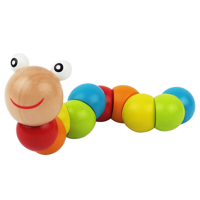 Funny Kids Twist-Gekleurde Insecten Speelgoed Houten Verscheidenheid Draaien Inchworm Developmental Baby Educatief Speelgoed Voor Baby Boy