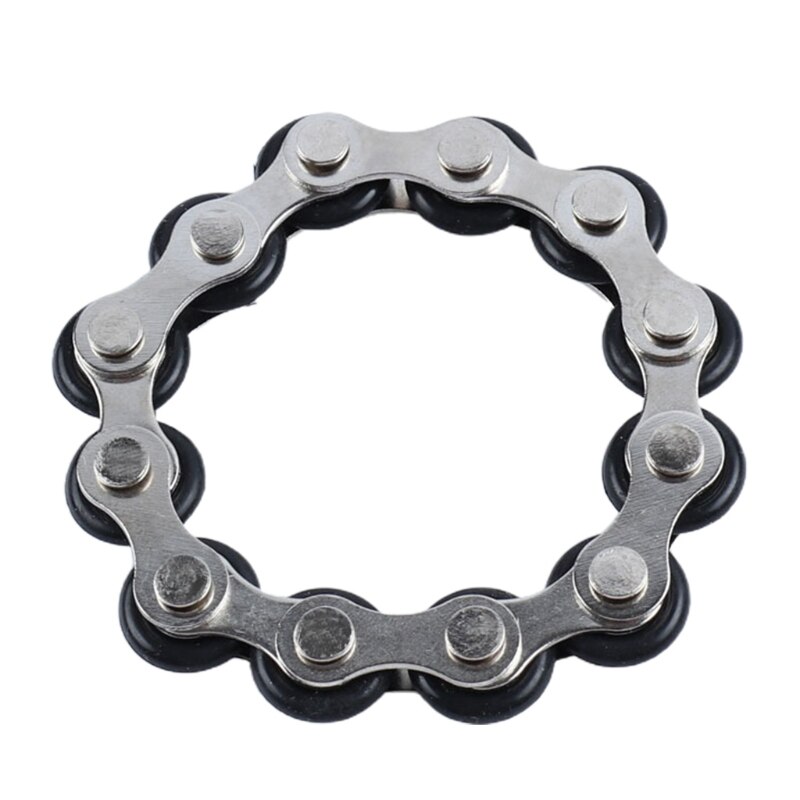 Fidget Spinner Bike Chain Bulk Fidget ansia rilascio giocattolo stress Vent Mini Key Flippy Chain 4 colori metallo Non sbiadito: Black