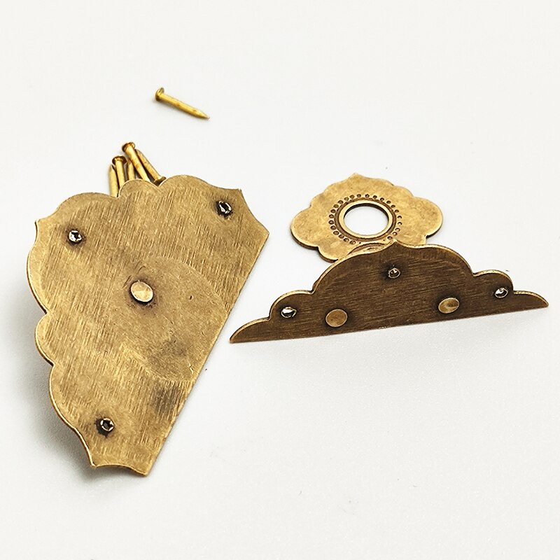 2Pcs Antieke Gouden Doos Hasp Vergrendelingen Chinese Oude Lock Catch Voor Sieraden Koffer Gesp Clip Sluiting Meubels Hardware W/Schroeven