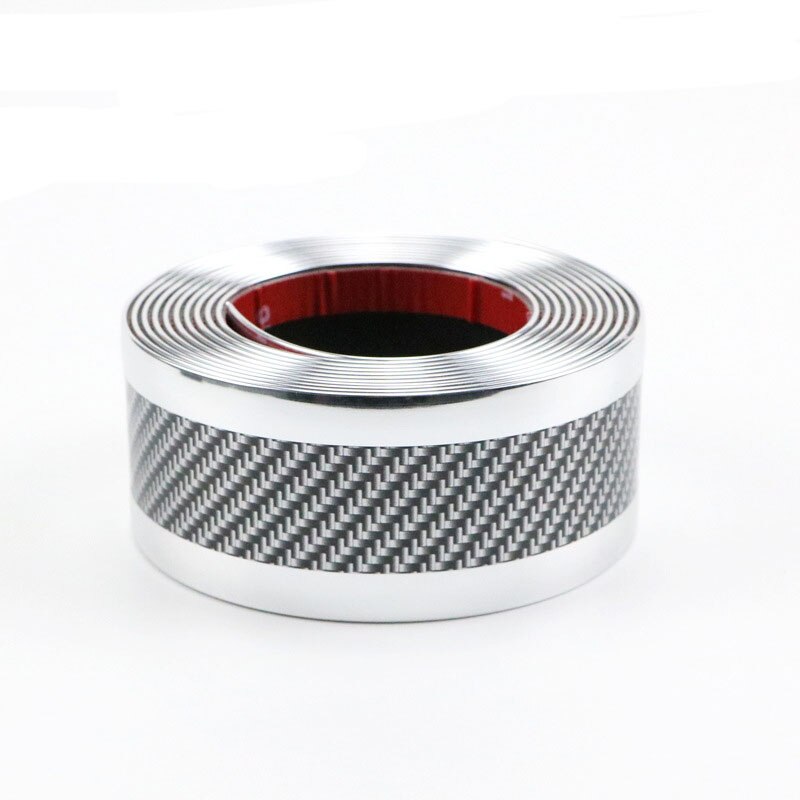 Car Rear Trunk Protector Sticker Door Sill Bumper Guard Paint Anti-Scratch Strip Carbon Fiber Stickers 1m: two-color silver