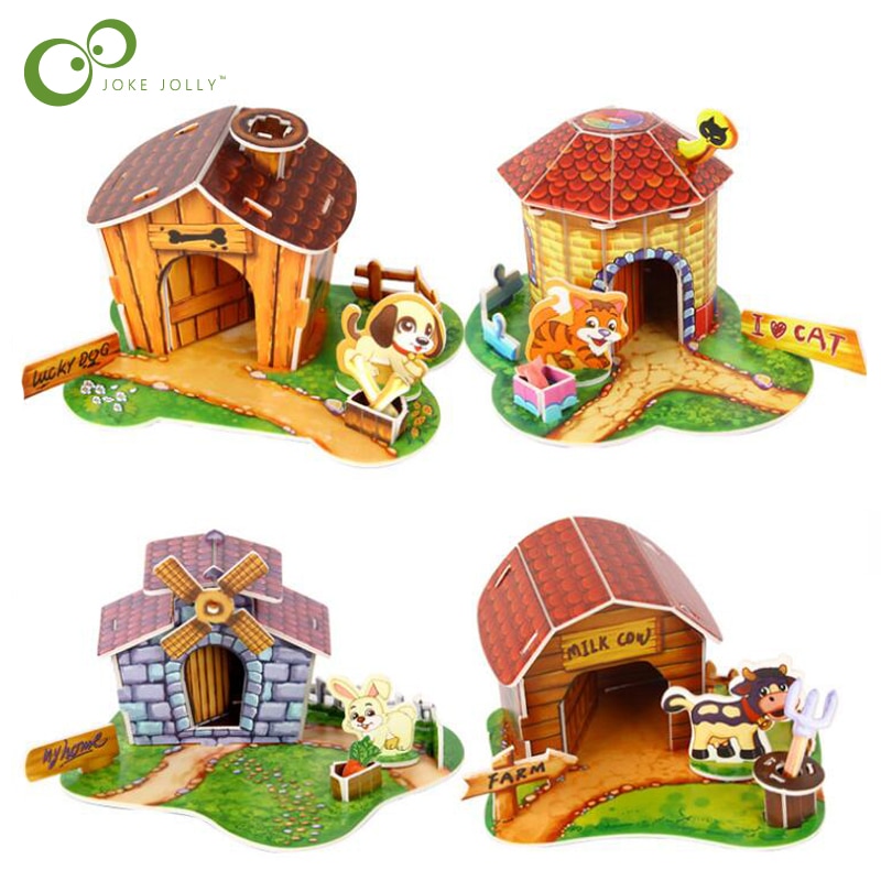 Kinderen Kleuterschool Vroege Educatief Kindertijd Speelgoed Puzzel Huisdier Huis 3D Puzzel Baby Wyq