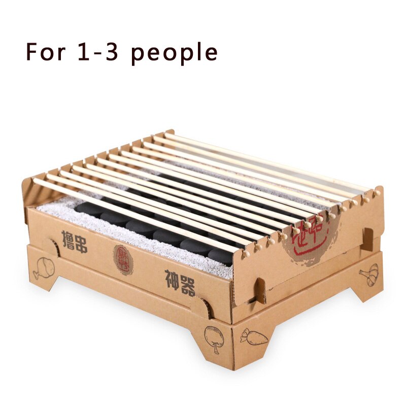 Disposable BBQ Grill Smokeless Portable Barbecue Grills Charcoal Single Use Biodegradable Mini Grill for Outdoor BBQ Camping: 1-3 people