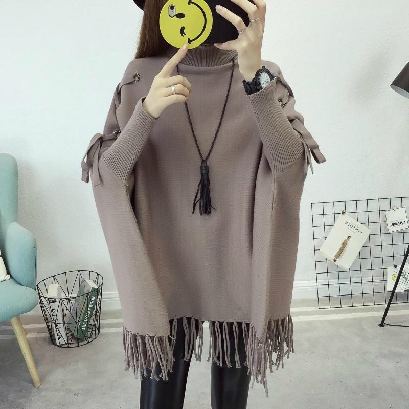 Women Solid Tassel Shawls Poncho Capes Knitted Sha...  Grandado